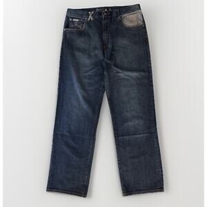Vintage LRG Skater Jeans Dark Wash Y2K Hip-Hop Embroidered‎ Baggy Men's 37x32